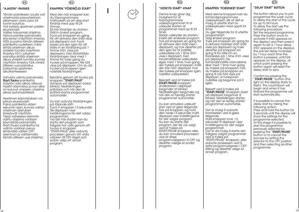 siirtää ohjelman alkua yhdellä tunnilla, kunnes näyttöön ilmestyy h4, minkä jälkeen uusi painallus palauttaa ajastimen alkutilanteeseen.