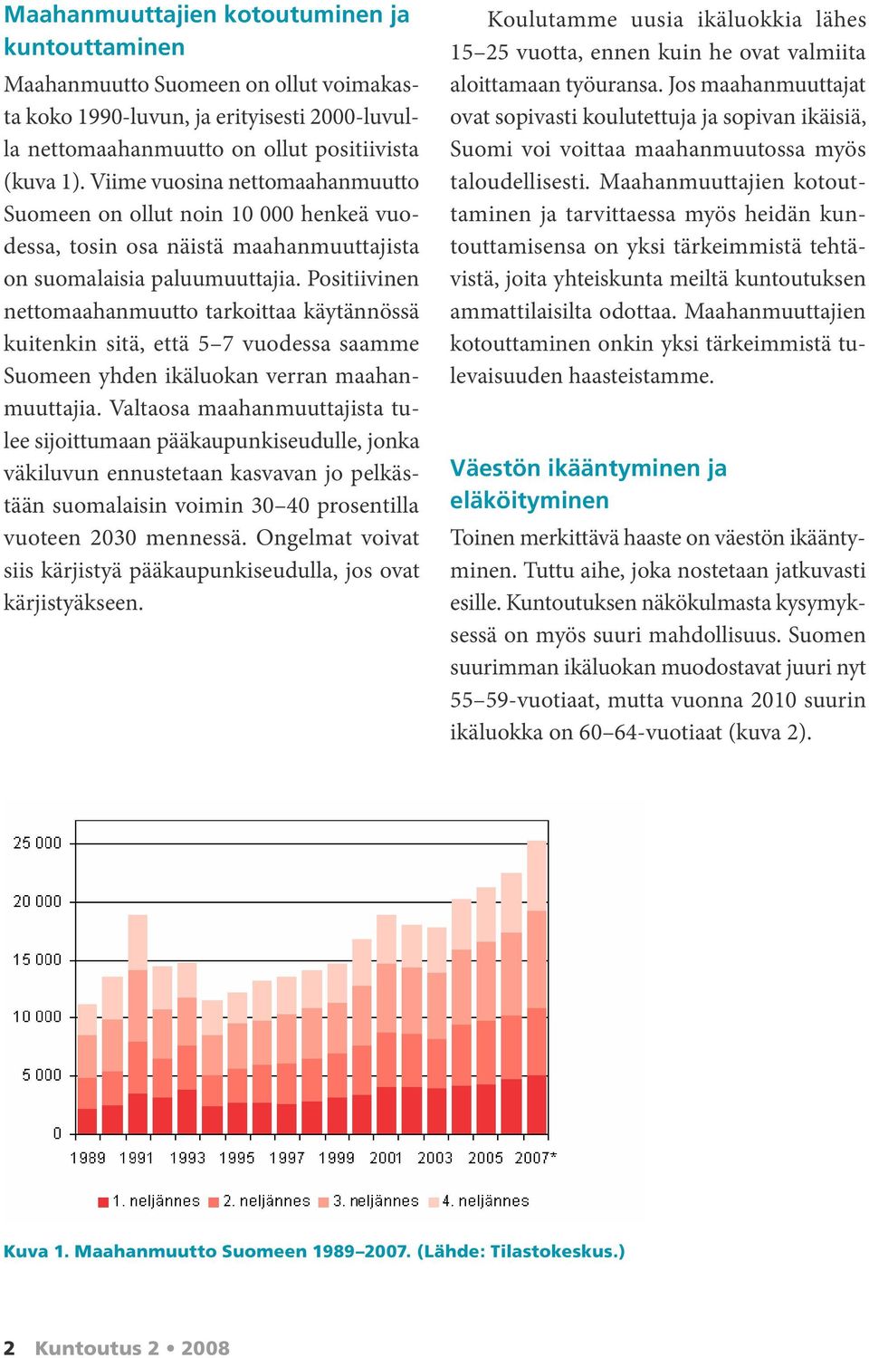 Positiivinen nettomaahanmuutto tarkoittaa käytännössä kuitenkin sitä, että 5 7 vuodessa saamme Suomeen yhden ikäluokan verran maahanmuuttajia.