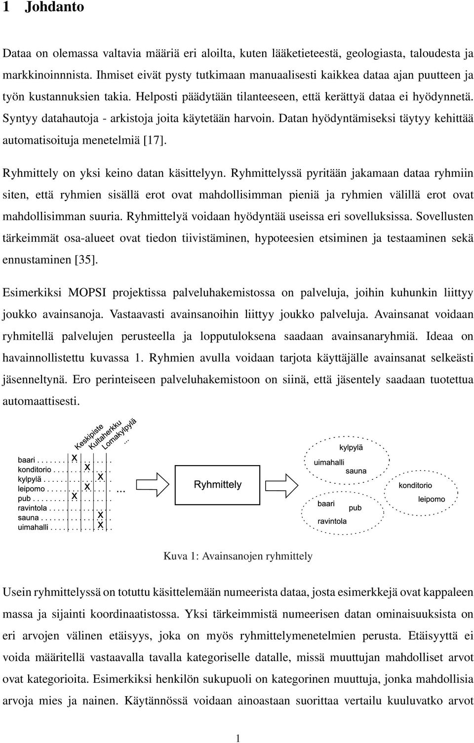 Syntyy datahautoja - arkistoja joita käytetään harvoin. Datan hyödyntämiseksi täytyy kehittää automatisoituja menetelmiä [17]. Ryhmittely on yksi keino datan käsittelyyn.