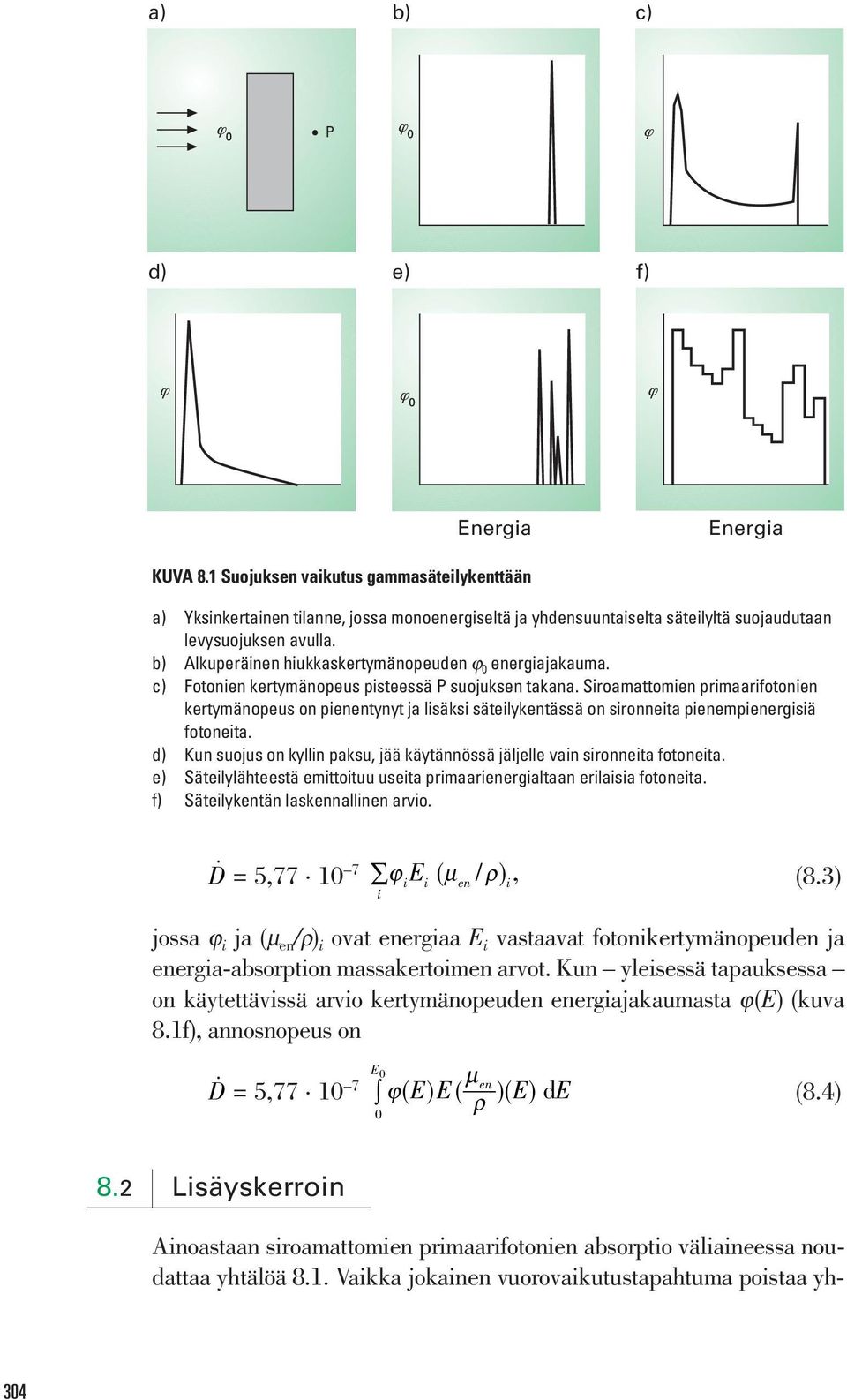 Siroamattomien primaarifotonien kertymänopeus on pienentynyt ja lisäksi säteilykentässä on sironneita pienempienergisiä fotoneita.