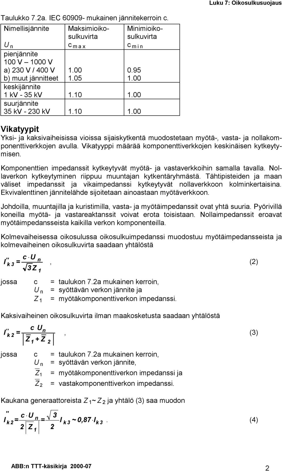 Viatyyppi määrää ompoettiveroje esiäise yteytymise. Kompoettie impedassit yteytyvät myötä- ja vastaveroihi samalla tavalla. Nollavero yteytymie riippuu muutaja ytetäryhmästä.