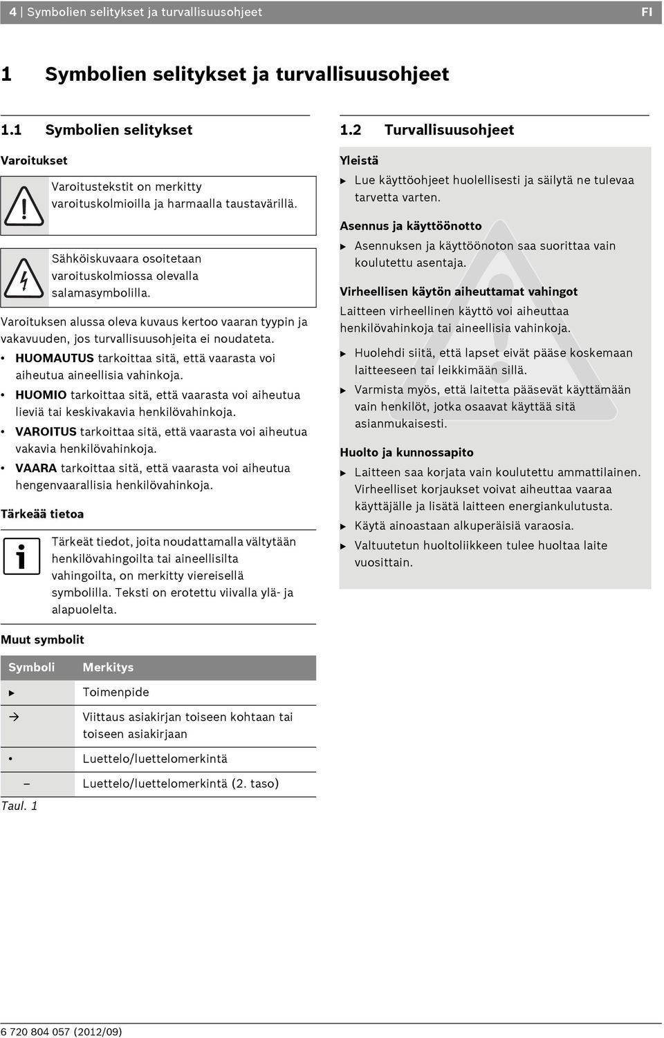 HUOMAUTUS tarkoittaa sitä, että vaarasta voi aiheutua aineellisia vahinkoja. HUOMIO tarkoittaa sitä, että vaarasta voi aiheutua lieviä tai keskivakavia henkilövahinkoja.