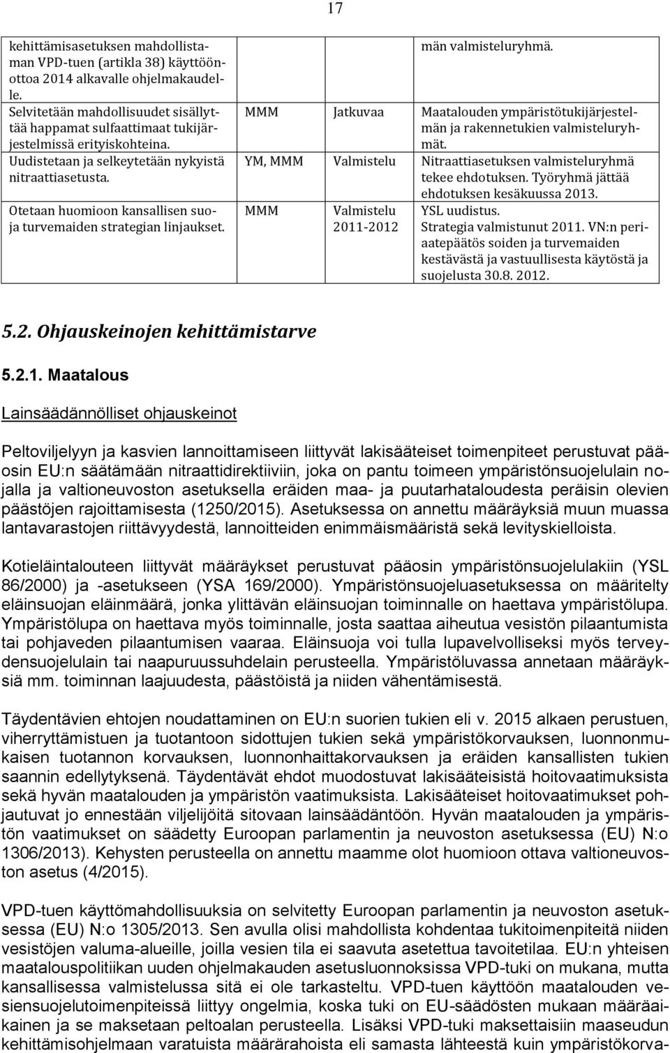 Otetaan huomioon kansallisen suoja turvemaiden strategian linjaukset. män valmisteluryhmä. MMM Jatkuvaa Maatalouden ympäristötukijärjestelmän ja rakennetukien valmisteluryhmät.