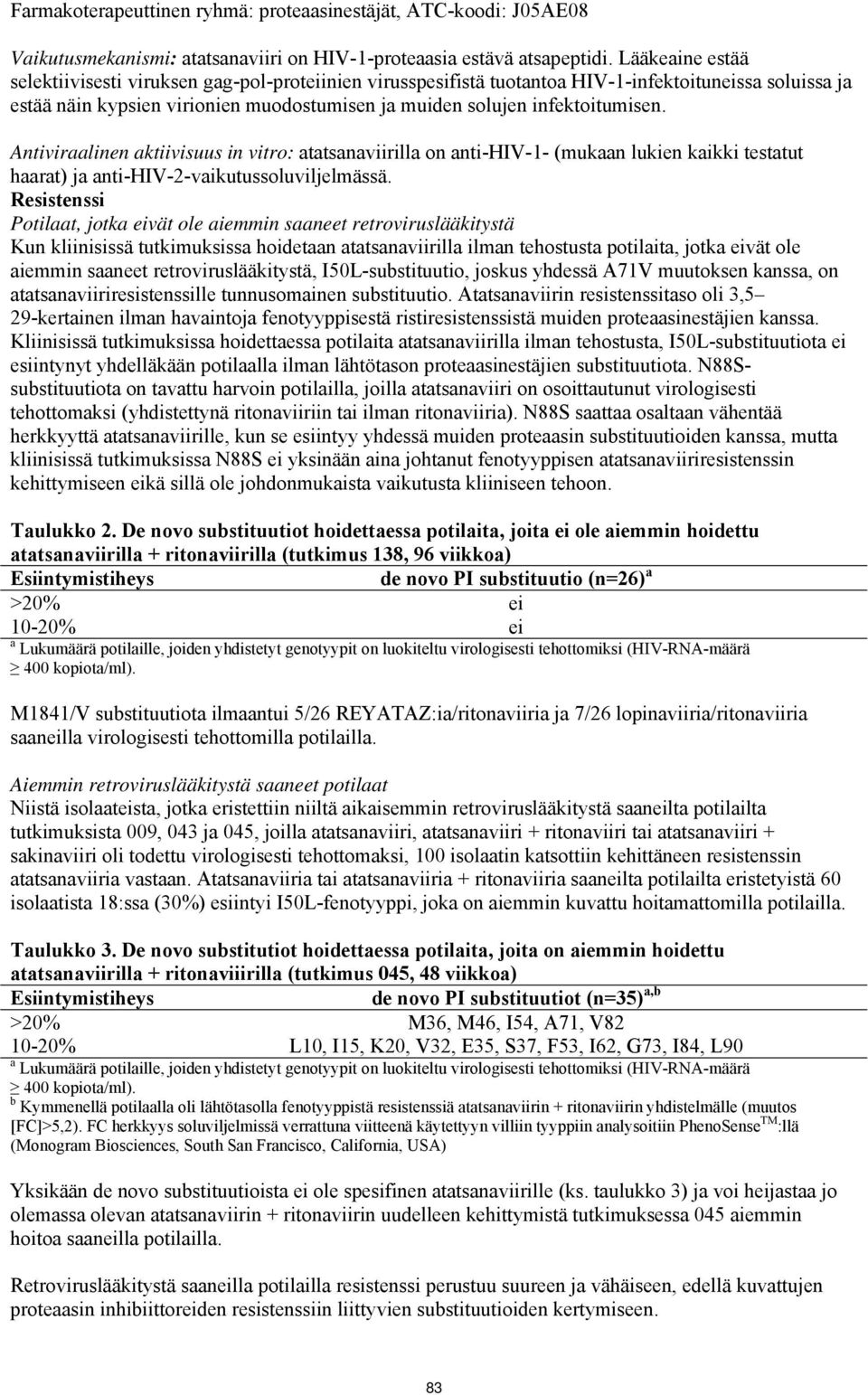 Antiviraalinen aktiivisuus in vitro: atatsanaviirilla on anti-hiv-1- (mukaan lukien kaikki testatut haarat) ja anti-hiv-2-vaikutussoluviljelmässä.