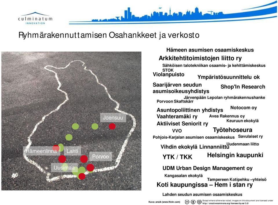 Skaftskärr Notocom oy Avea Rakennus oy Keuruun ekokylä Työtehoseura VVO Pohjois-Karjalan asumisen osaamiskeskus Savulaiset ry Hämeenlinna Lahti Porvoo Vihdin ekokylä Linnanniittu Uudenmaan liitto YTK