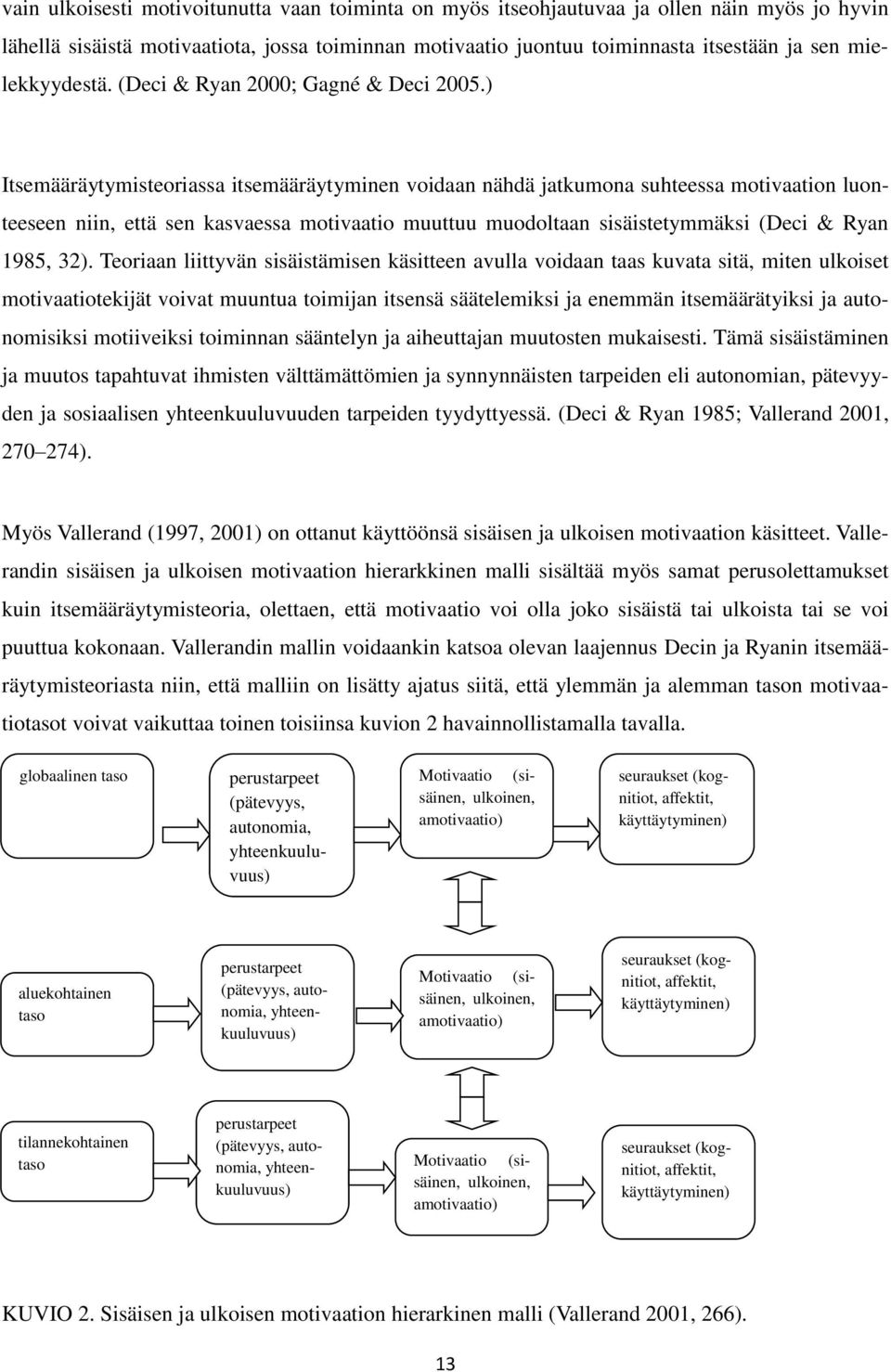 ) Itsemääräytymisteoriassa itsemääräytyminen voidaan nähdä jatkumona suhteessa motivaation luonteeseen niin, että sen kasvaessa motivaatio muuttuu muodoltaan sisäistetymmäksi (Deci & Ryan 1985, 32).