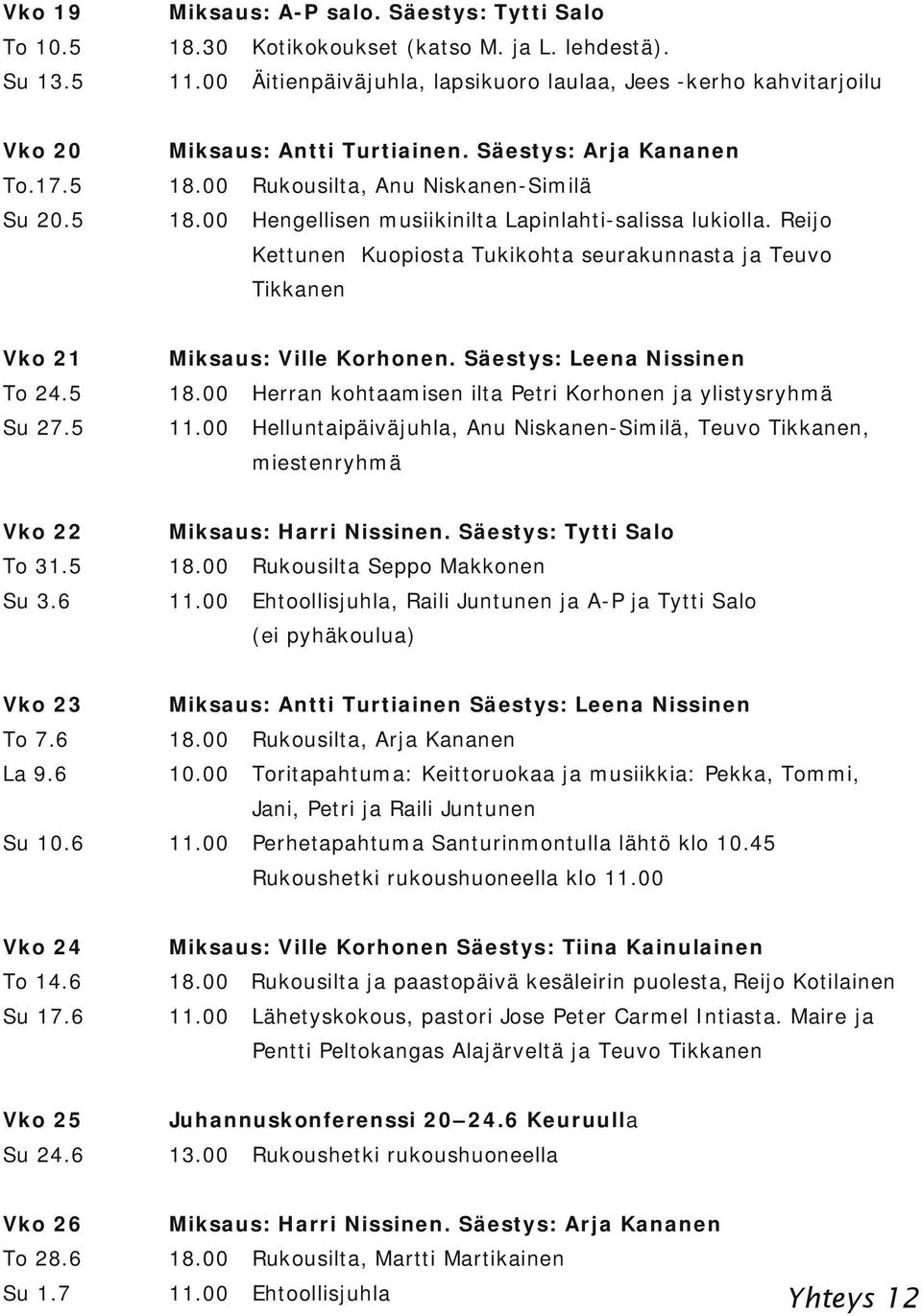 5 Rukousilta, Anu Niskanen Similä Hengellisen musiikinilta Lapinlahti salissa lukiolla. Reijo Kettunen Kuopiosta Tukikohta seurakunnasta ja Teuvo Tikkanen Vko 21 Miksaus: Ville Korhonen.
