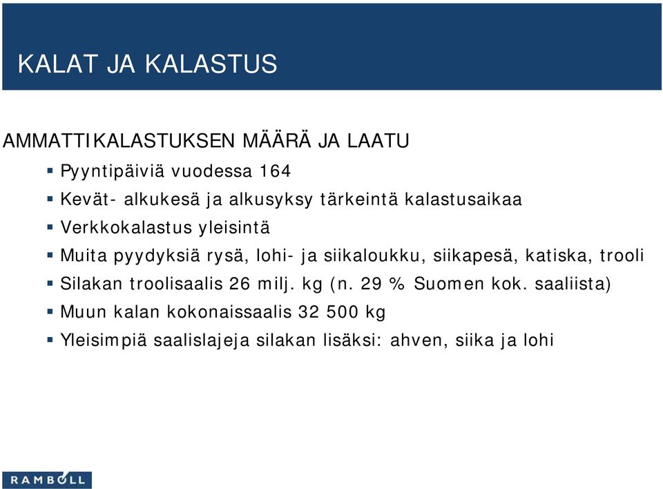 siikaloukku, siikapesä, katiska, trooli Silakan troolisaalis 26 milj. kg (n. 29 % Suomen kok.