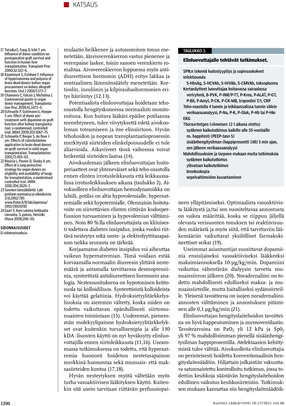 19 Chamorro C, Falcón J, Michelina J. Controversial points in organ donor management. Transplantation Proc 2009;41,3473 5. 20Schnuelle P, Gottmann U, Hoeger S ym.