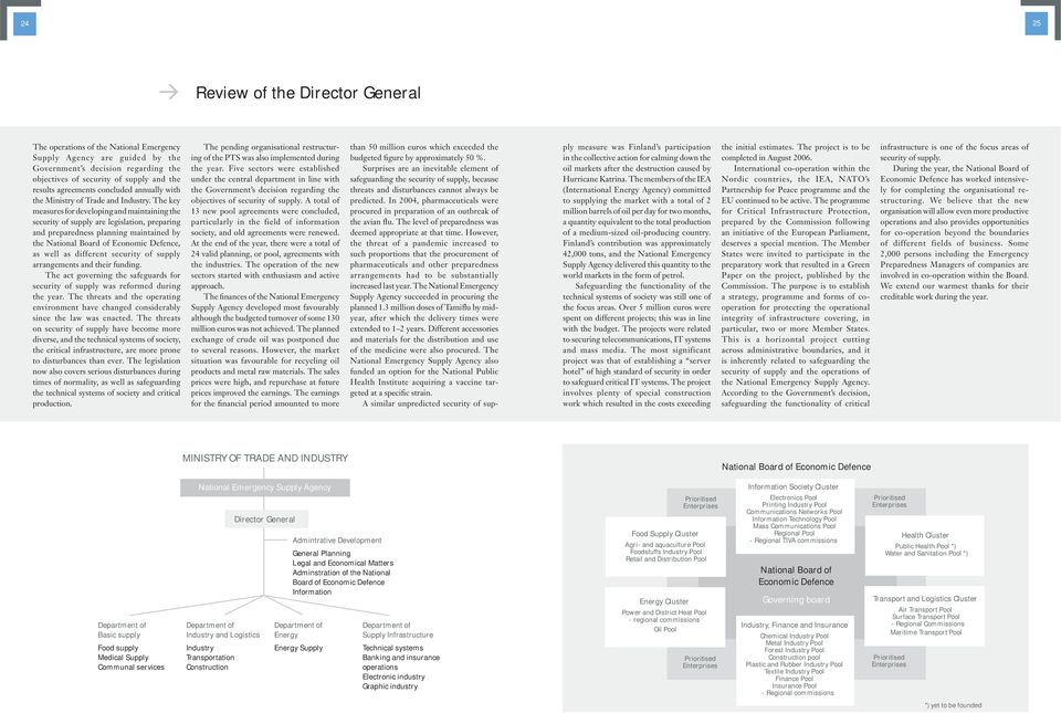 The key measures for developing and maintaining the security of supply are legislation, preparing and preparedness planning maintained by the National Board of Economic Defence, as well as different