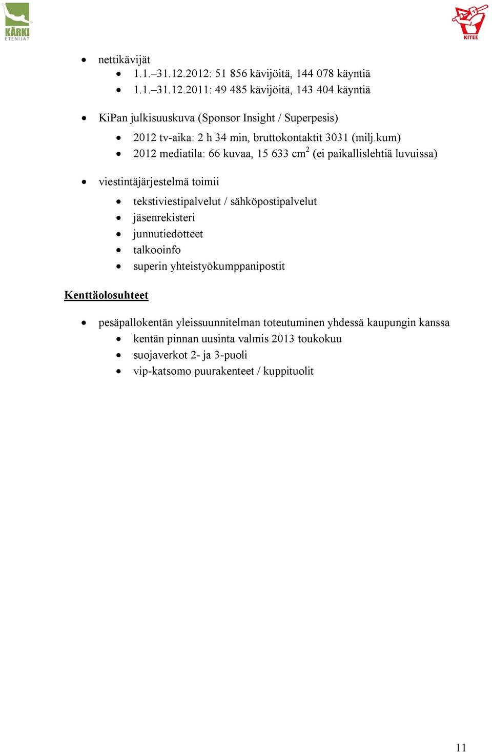 kum) 2012 mediatila: 66 kuvaa, 15 633 cm 2 (ei paikallislehtiä luvuissa) viestintäjärjestelmä toimii tekstiviestipalvelut / sähköpostipalvelut jäsenrekisteri