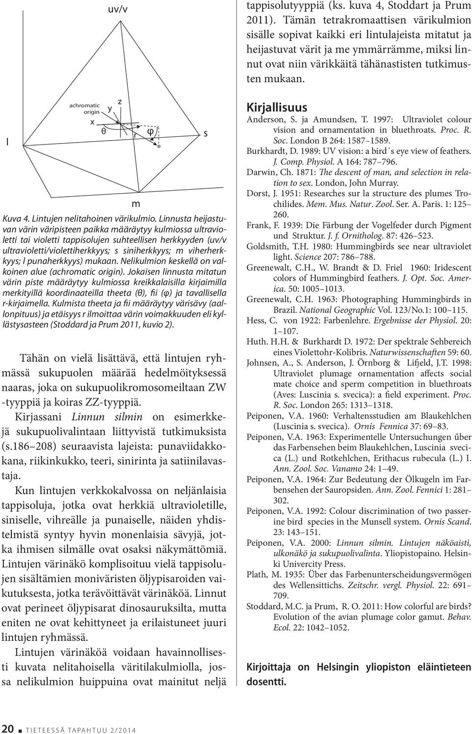 viherherkkyys; l punaherkkyys) mukaan. Nelikulmion keskellä on valkoinen alue (achromatic origin).