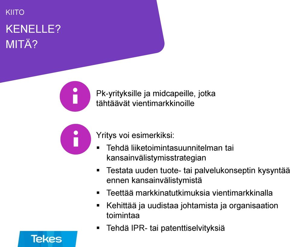 liiketoimintasuunnitelman tai kansainvälistymisstrategian Testata uuden tuote- tai