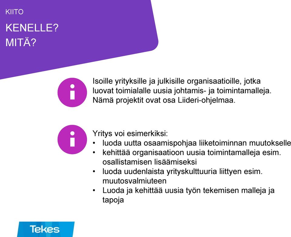 Nämä projektit ovat osa Liideri-ohjelmaa.