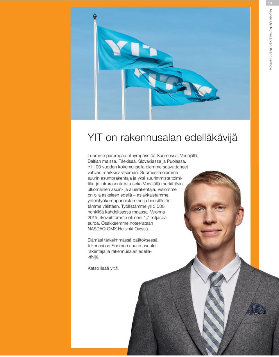 ulkomainen asuin- ja aluerakentaja. Visiomme on olla askeleen edellä asiakkaistamme, yhteistyökumppaneistamme ja henkilöstöstämme välittäen. Työllistämme yli 5 000 henkilöä kahdeksassa maassa.