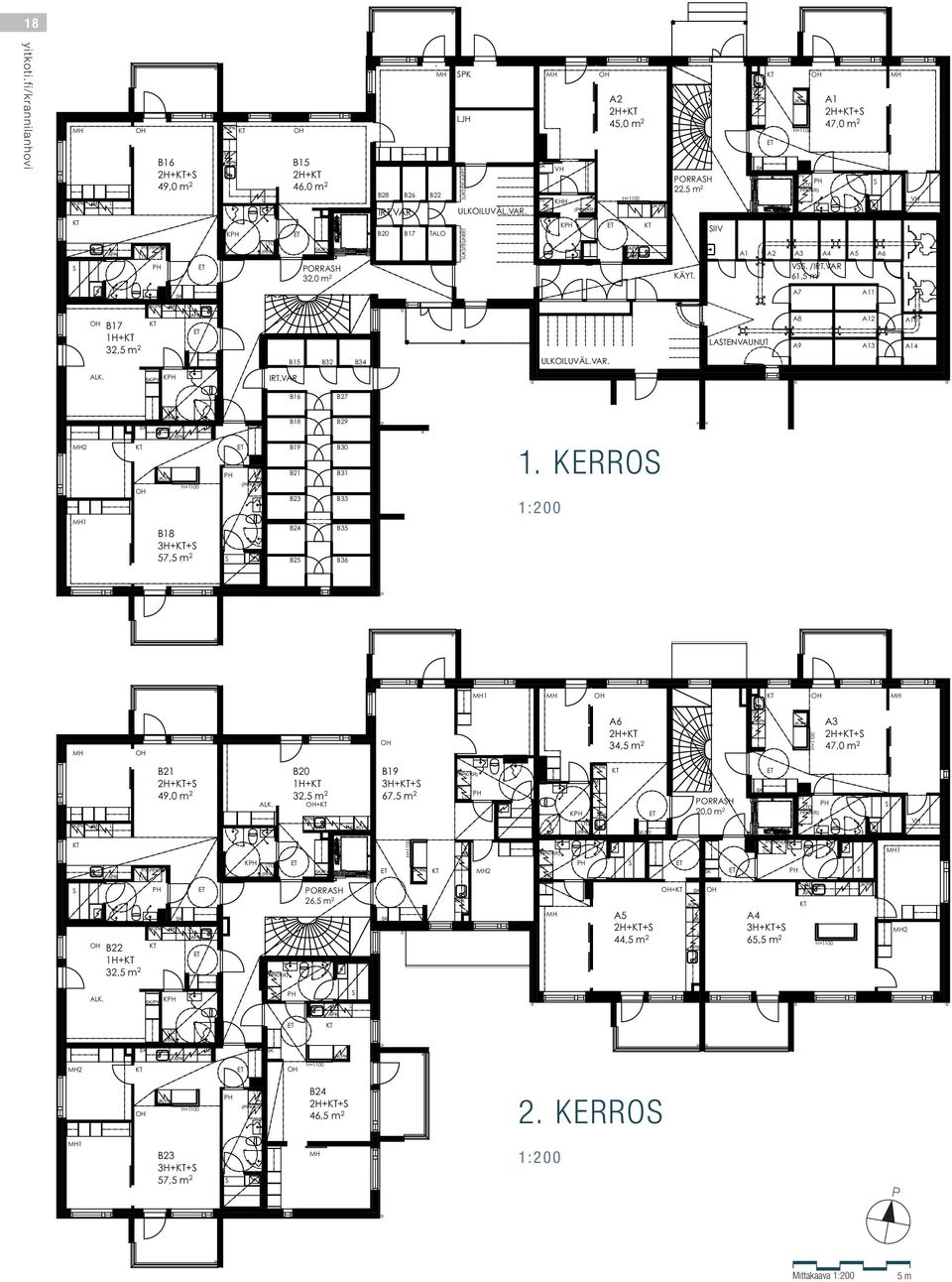 VR 16 27 TO (K) 18 29 RRO 2 1 18 3H++ 57,5 m 2 TO 19 21 23 24 25 30 31 33 35 36 1. KERRO 1:200 1 6 2H+ 34,5 m 2 3 2H++ 47,0 m 2 21 2H++ 49,0 m 2 20 1H+ 32,5 m 2 K.