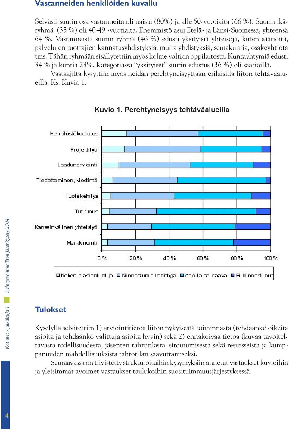Vastanneista suurin ryhmä (46 %) edusti yksityisiä yhteisöjä, kuten säätiöitä, palvelujen tuottajien kannatusyhdistyksiä, muita yhdistyksiä, seurakuntia, osakeyhtiötä tms.