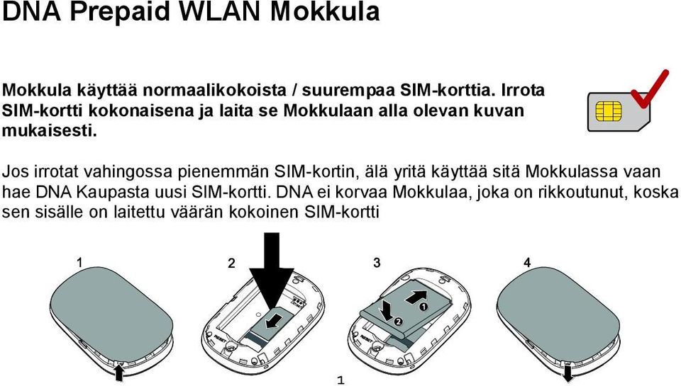 Jos irrotat vahingossa pienemmän SIM-kortin, älä yritä käyttää sitä Mokkulassa vaan hae DNA