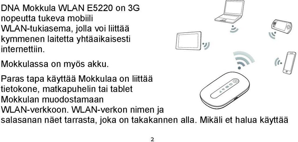 Paras tapa käyttää Mokkulaa on liittää tietokone, matkapuhelin tai tablet Mokkulan