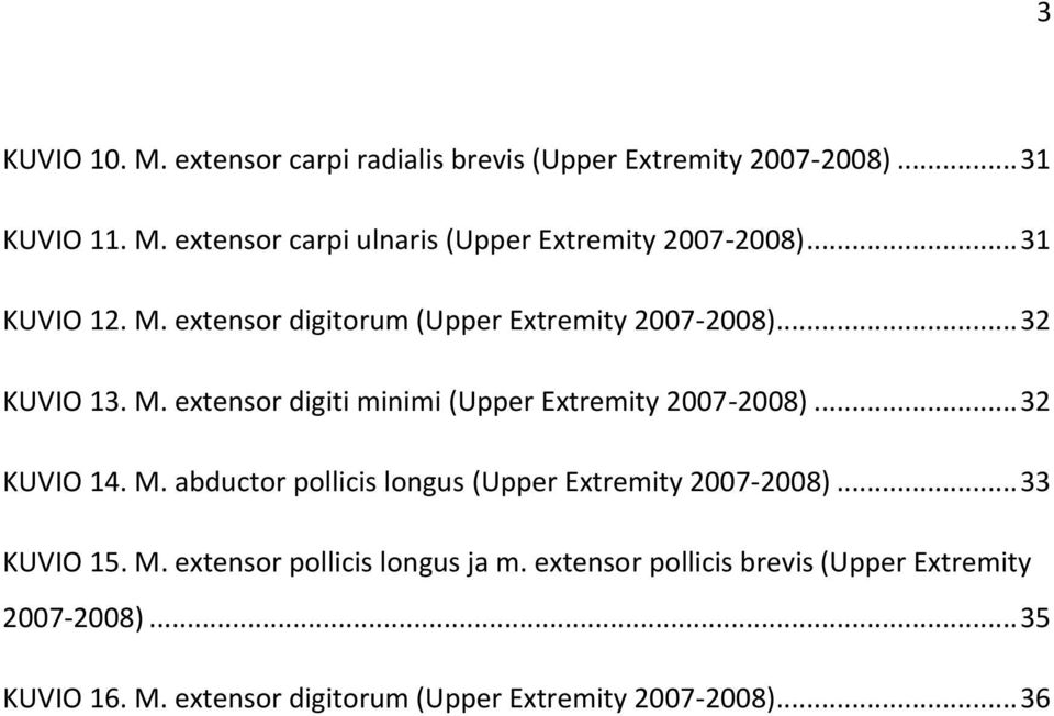 .. 32 KUVIO 14. M. abductor pollicis longus (Upper Extremity 2007-2008)... 33 KUVIO 15. M. extensor pollicis longus ja m.