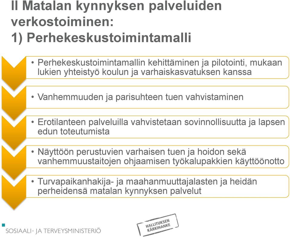 palveluilla vahvistetaan sovinnollisuutta ja lapsen edun toteutumista Näyttöön perustuvien varhaisen tuen ja hoidon sekä