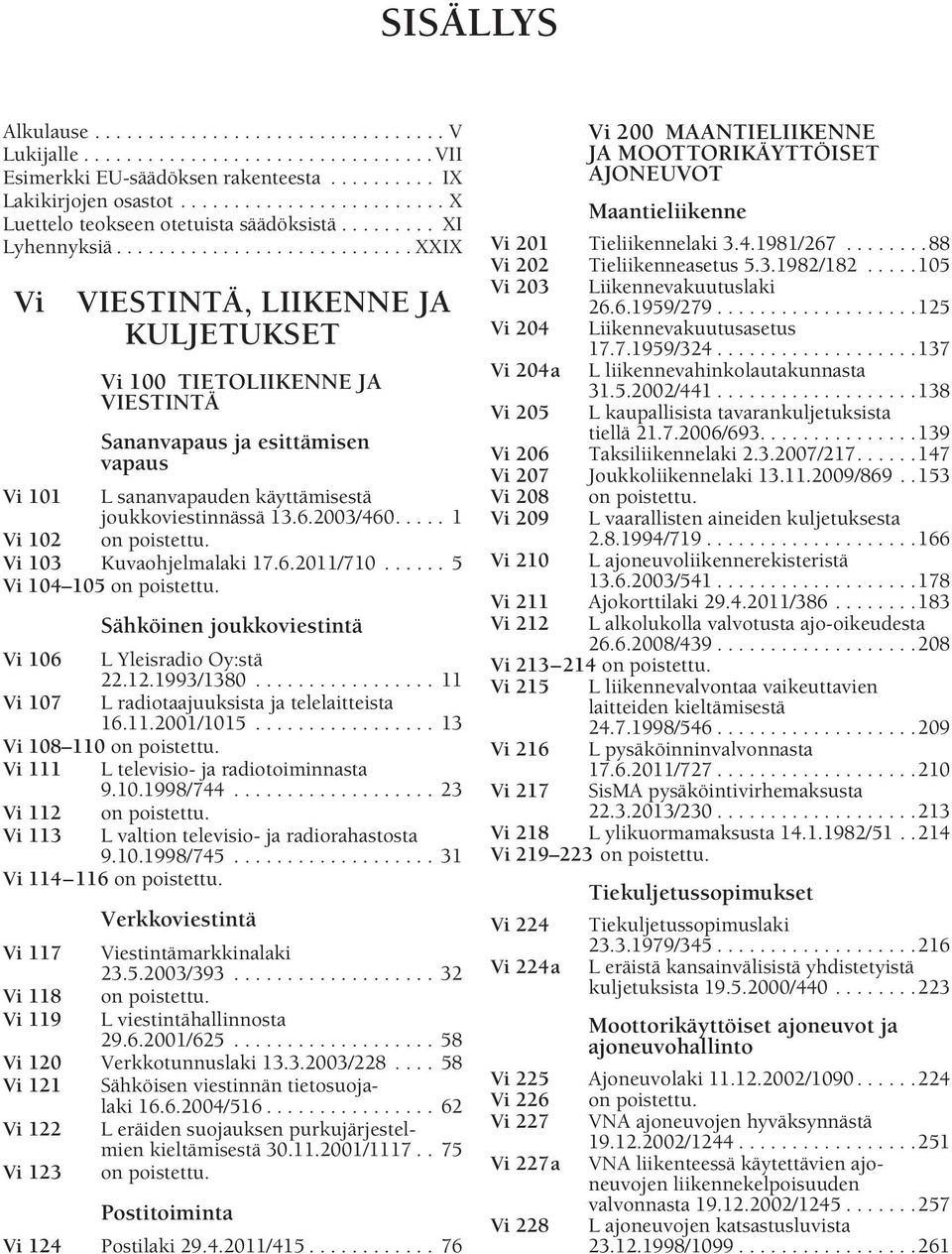 ........................... XXIX Vi VIESTINTÄ, LIIKENNE JA KULJETUKSET Vi 100 TIETOLIIKENNE JA VIESTINTÄ Sananvapaus ja esittämisen vapaus Vi 101 L sananvapauden käyttämisestä joukkoviestinnässä 13.6.