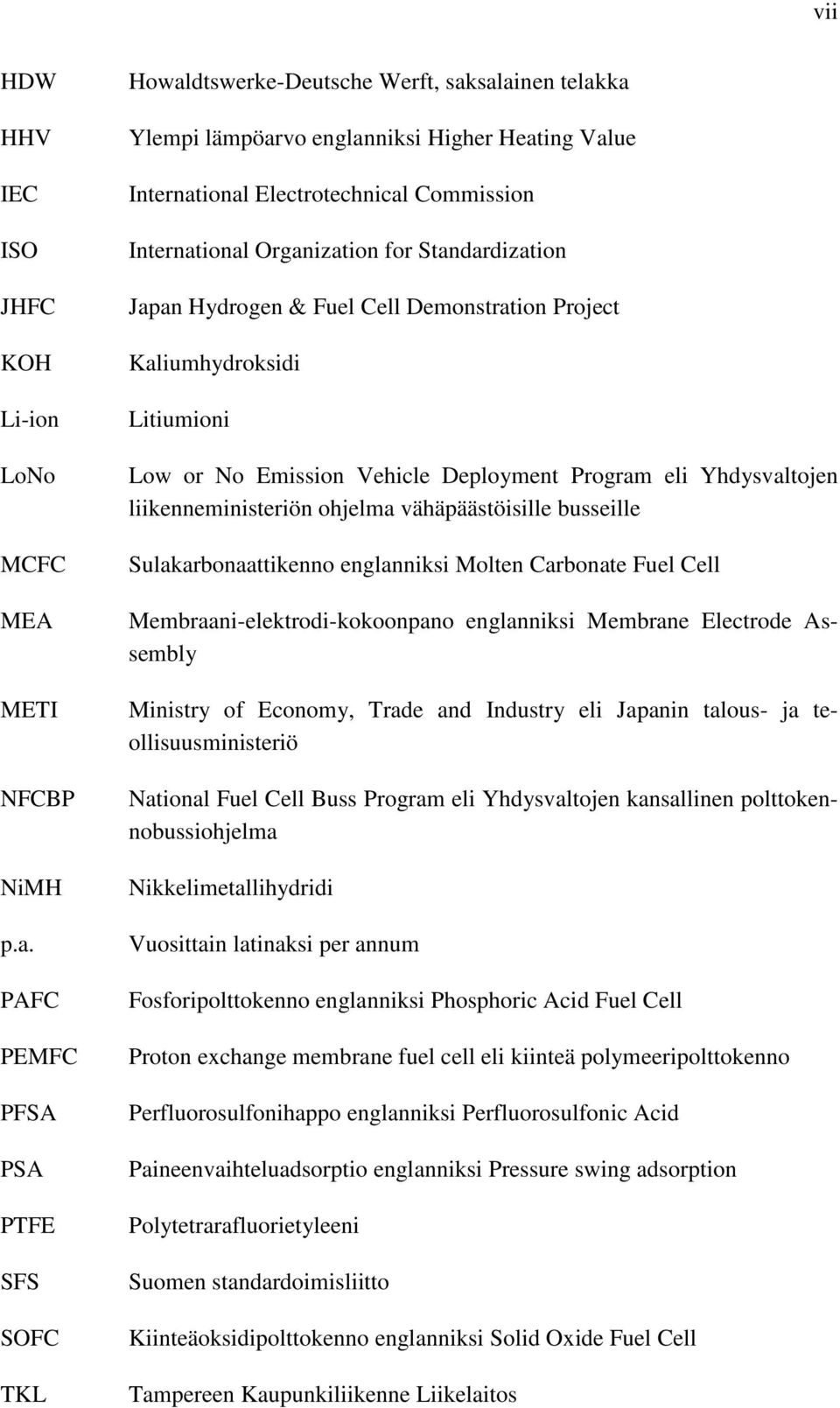 Organization for Standardization Japan Hydrogen & Fuel Cell Demonstration Project Kaliumhydroksidi Litiumioni Low or No Emission Vehicle Deployment Program eli Yhdysvaltojen liikenneministeriön