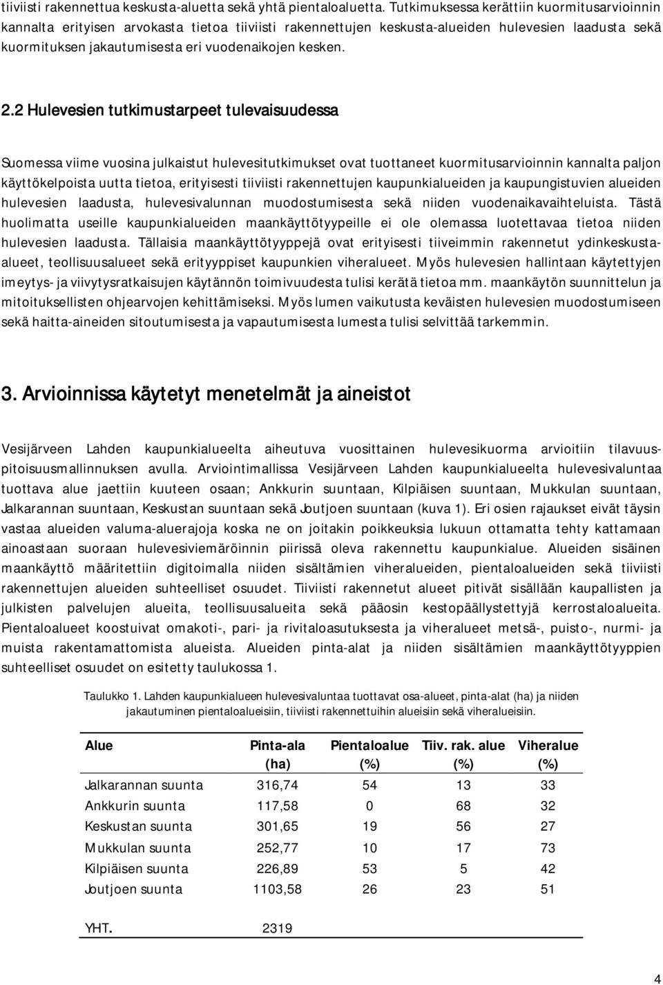 2.2 Hulevesien tutkimustarpeet tulevaisuudessa Suomessa viime vuosina julkaistut hulevesitutkimukset ovat tuottaneet kuormitusarvioinnin kannalta paljon käyttökelpoista uutta tietoa, erityisesti