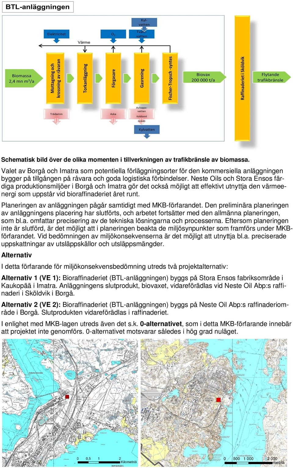 Neste Oils och Stora Ensos färdiga produktionsmiljöer i Borgå och Imatra gör det också möjligt att effektivt utnyttja den värmeenergi som uppstår vid bioraffinaderiet året runt.