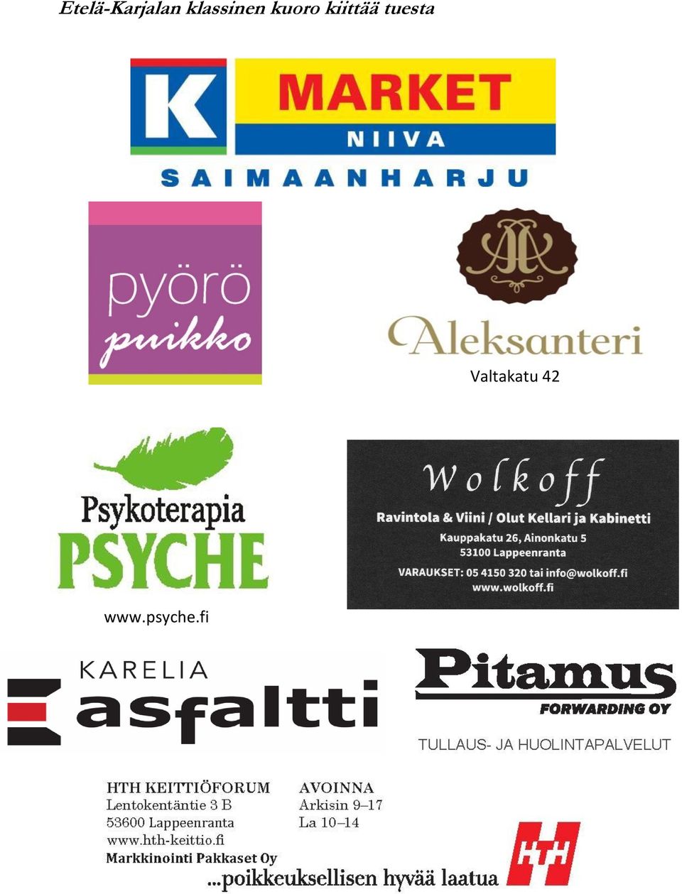 kiittää tuesta