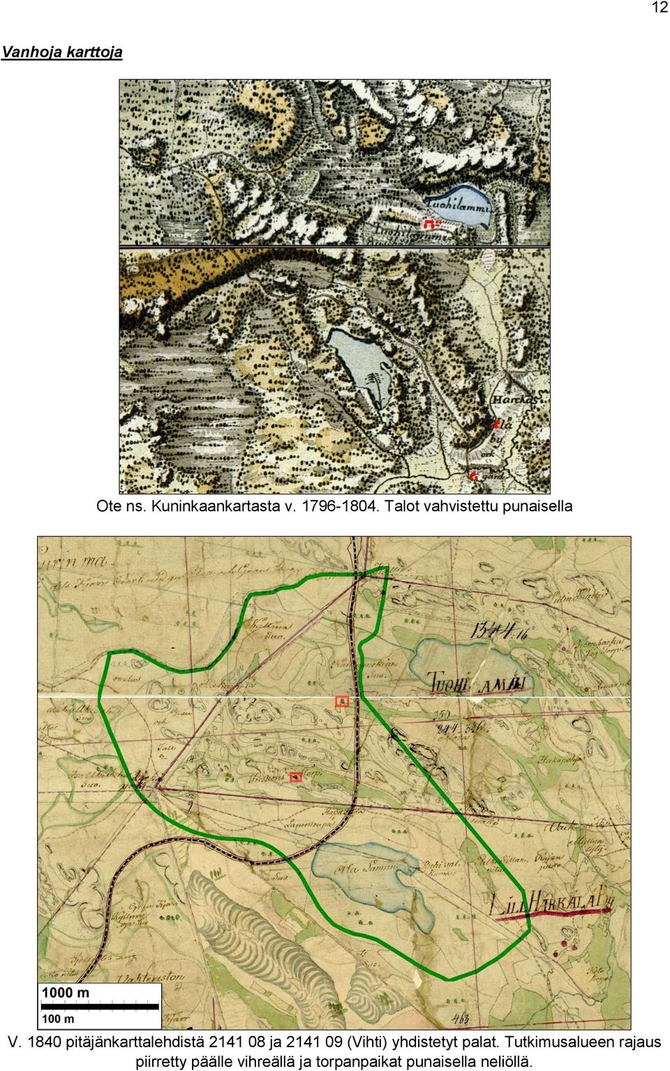 1840 pitäjänkarttalehdistä 2141 08 ja 2141 09 (Vihti)