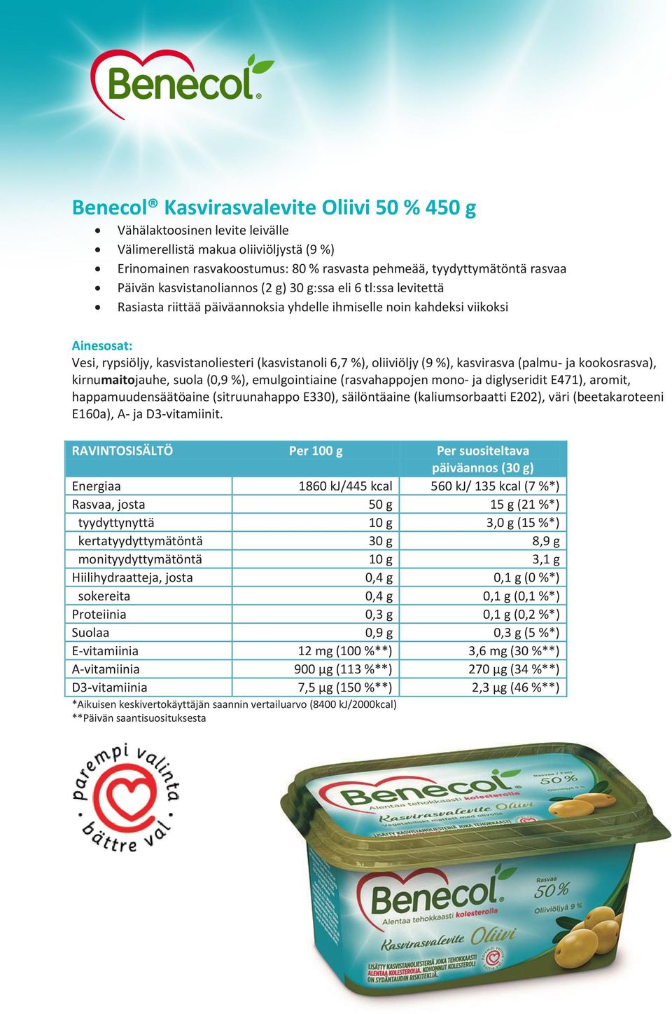 %), kasvirasva (palmu- ja kookosrasva), kirnumaitojauhe, suola (0,9 %), emulgointiaine (rasvahappojen mono- ja diglyseridit E471), aromit, happamuudensäätöaine (sitruunahappo E330), säilöntäaine