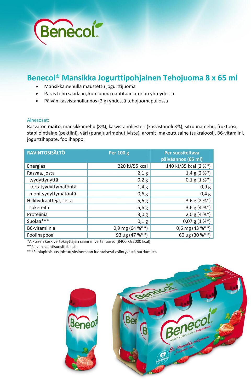 (sukraloosi), B6-vitamiini, jogurttihapate, foolihappo.