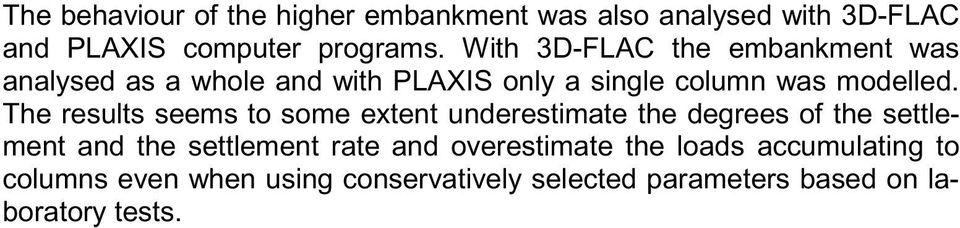 The results seems to some extent underestimate the degrees of the settlement and the settlement rate and