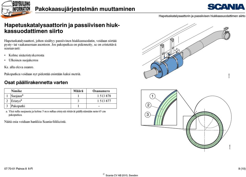 alla oleva osanro. Pakoputkea voidaan nyt pidentää enintään kaksi metriä.