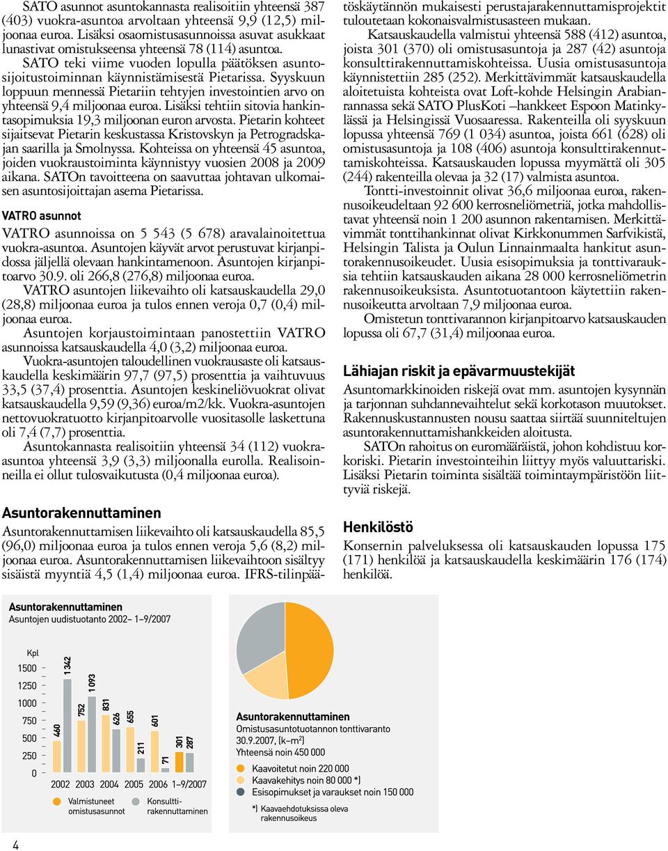 Syyskuun loppuun mennessä Pietariin tehtyjen investointien arvo on yhteensä 9,4 miljoonaa euroa. Lisäksi tehtiin sitovia hankintasopimuksia 19,3 miljoonan euron arvosta.
