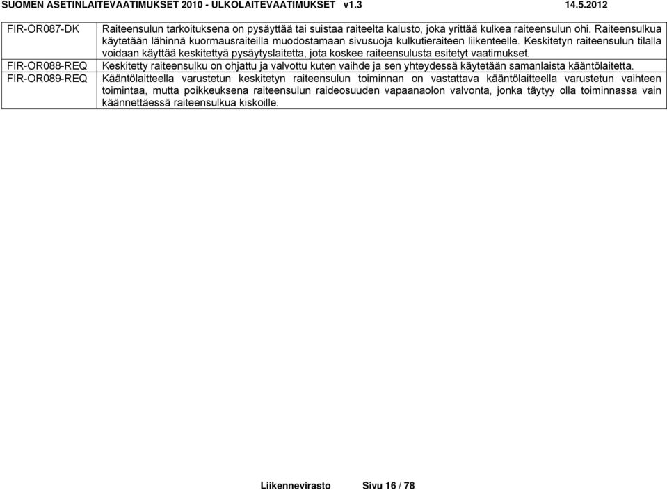Keskitetyn raiteensulun tilalla voidaan käyttää keskitettyä pysäytyslaitetta, jota koskee raiteensulusta esitetyt vaatimukset.