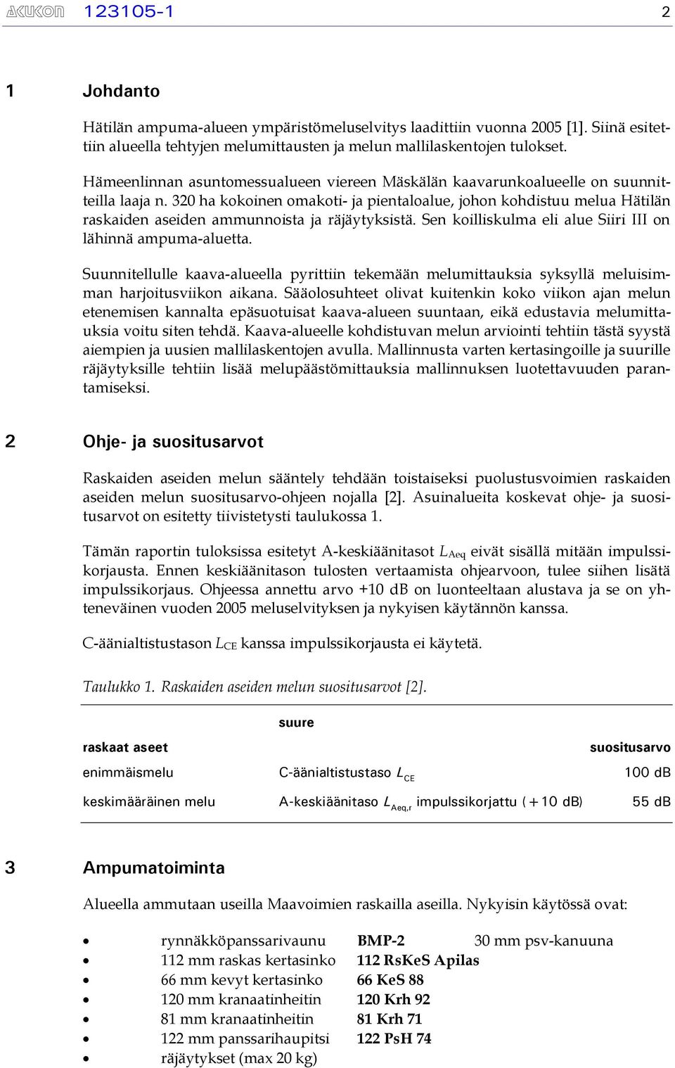 320 ha kokoinen omakoti- ja pientaloalue, johon kohdistuu melua Hätilän raskaiden aseiden ammunnoista ja räjäytyksistä. Sen koilliskulma eli alue Siiri III on lähinnä ampuma-aluetta.