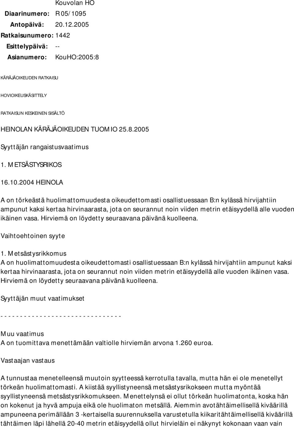 METSÄSTYSRIKOS 16.10.