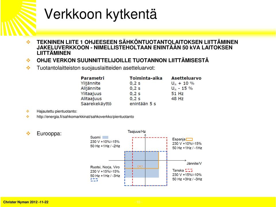 SUUNNITTELIJOILLE TUOTANNON LIITTÄMISESTÄ Tuotantolaitteiston suojauslaitteiden