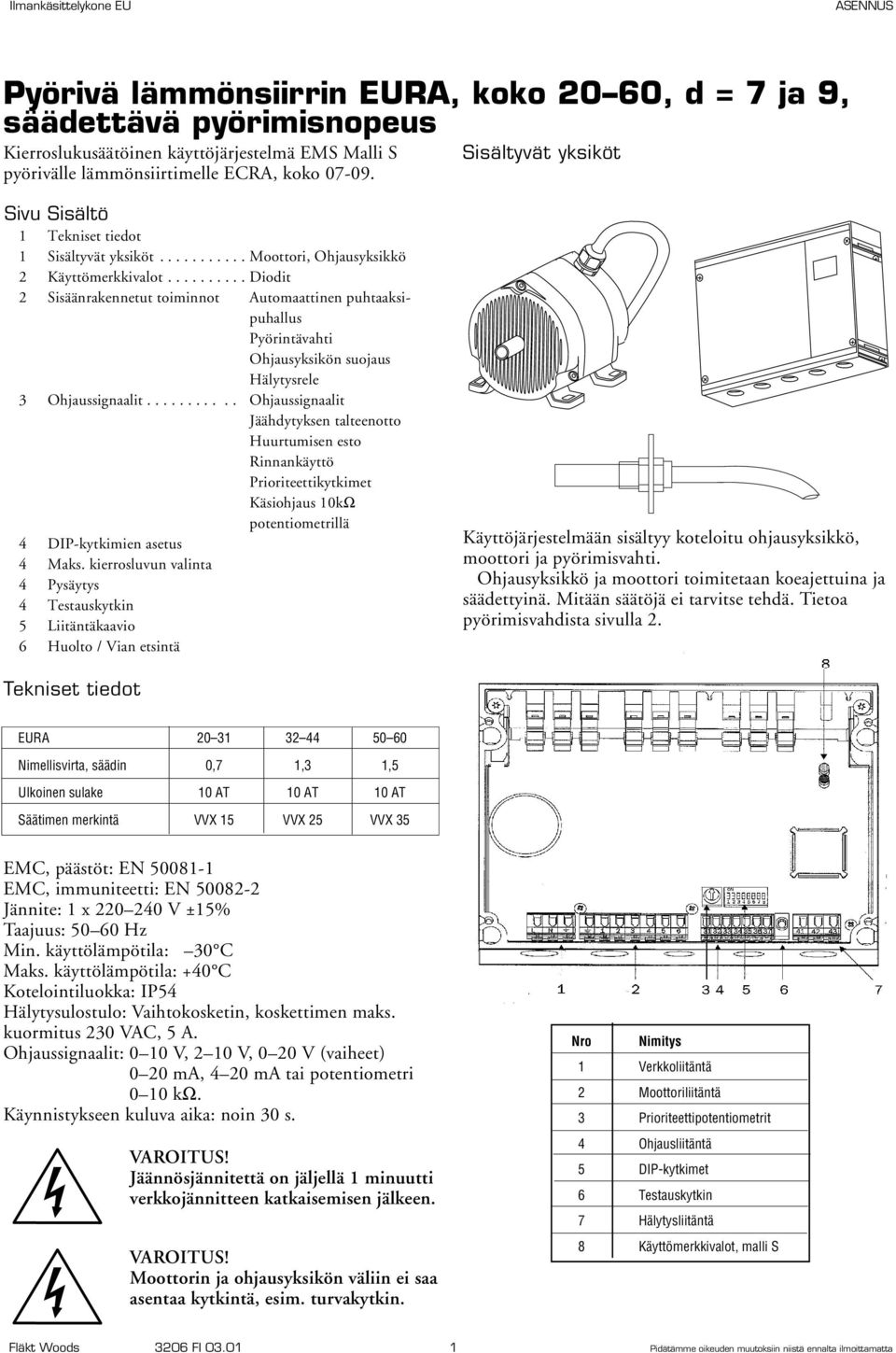 .......... Ohjaussignaalit Jäähdytyksen talteenotto Huurtumisen esto Rinnankäyttö Prioriteettikytkimet Käsiohjaus 10kΩ potentiometrillä 4 DIP-kytkimien asetus 4 Maks.