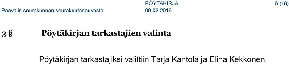 valinta Pöytäkirjan