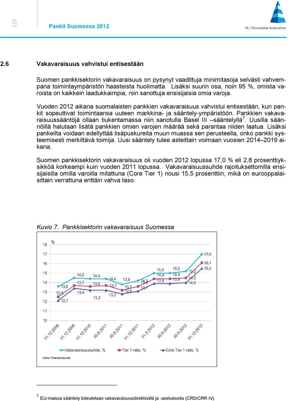 Vuoden 2012 aikana suomalaisten pankkien vakavaraisuus vahvistui entisestään, kun pankit sopeuttivat toimintaansa uuteen markkina- ja sääntely-ympäristöön.