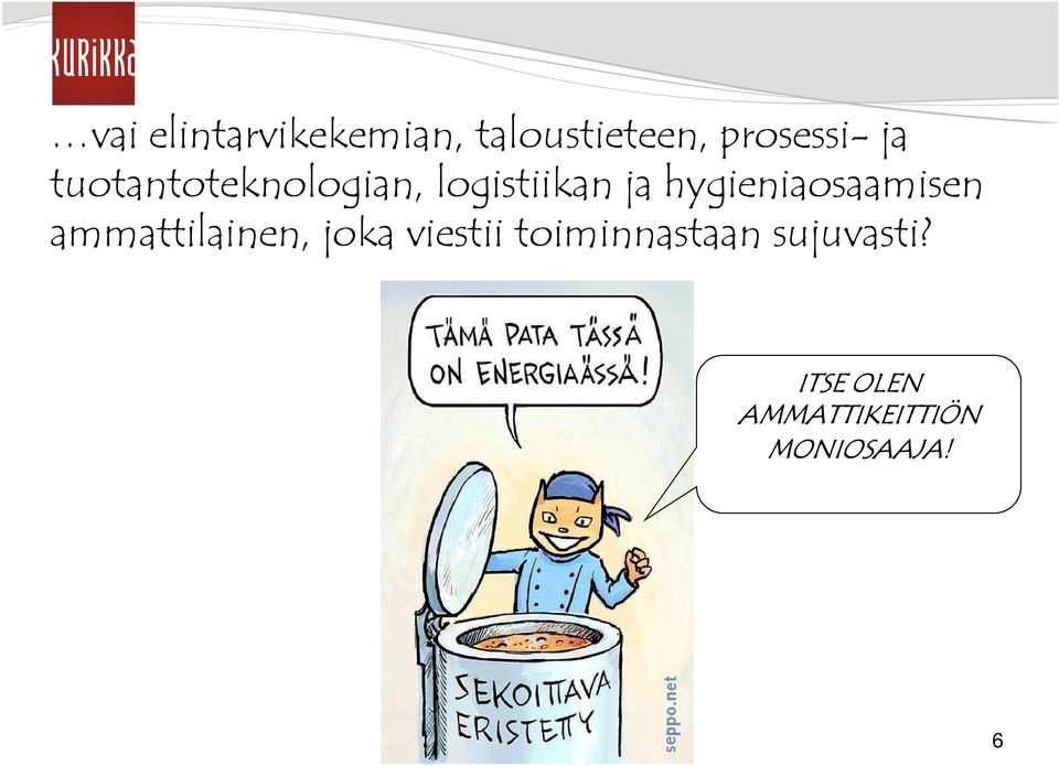 hygieniaosaamisen ammattilainen, joka viestii