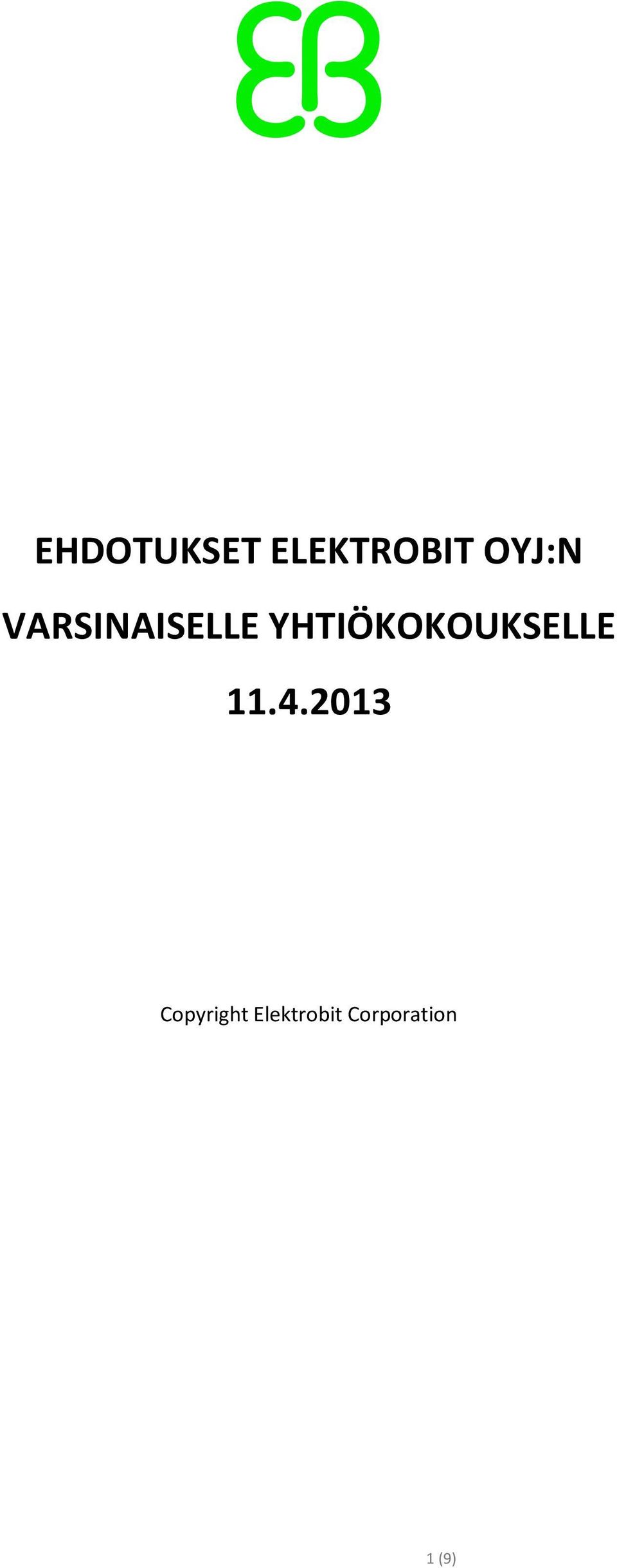 YHTIÖKOKOUKSELLE 11.4.