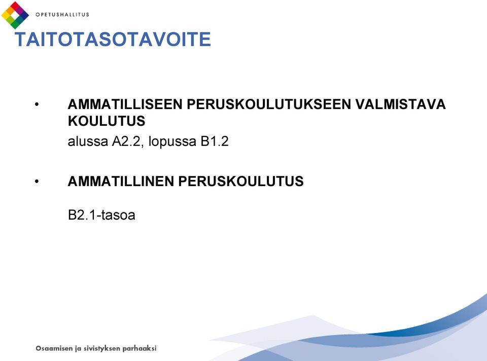 KOULUTUS alussa A2.2, lopussa B1.