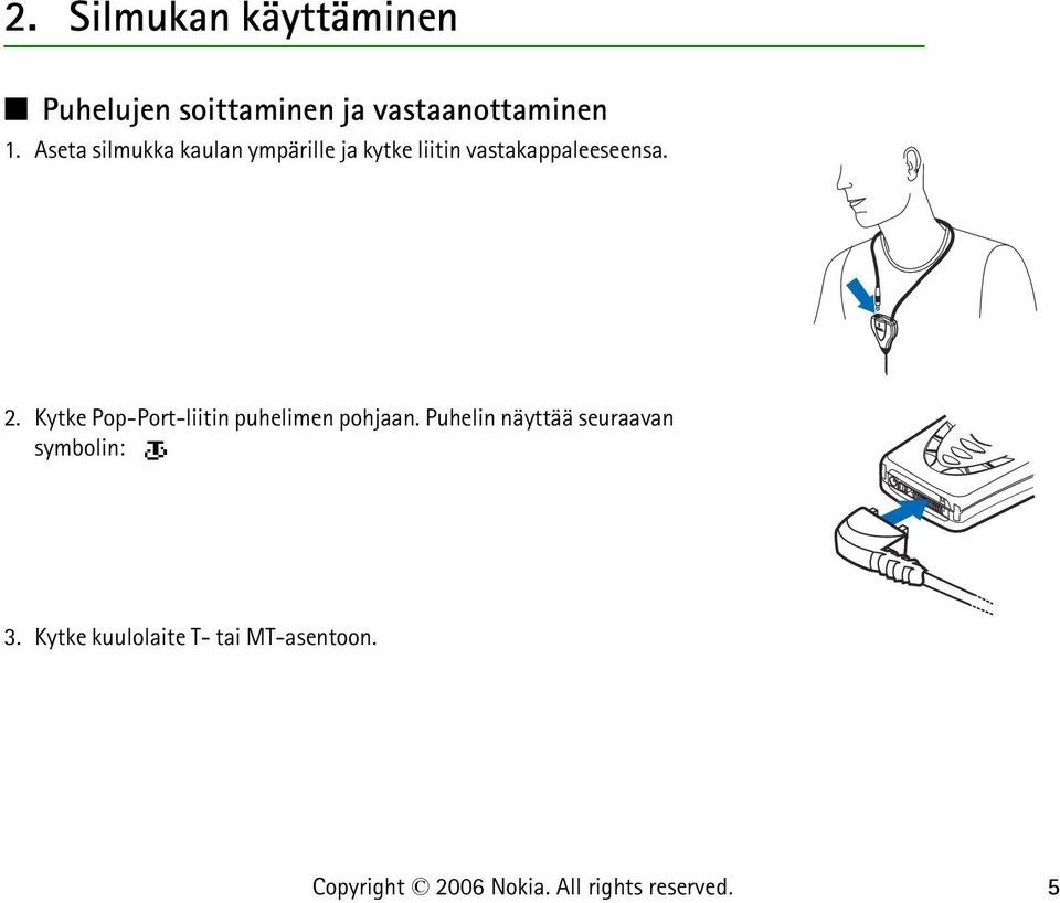 Aseta silmukka kaulan ympärille ja kytke liitin