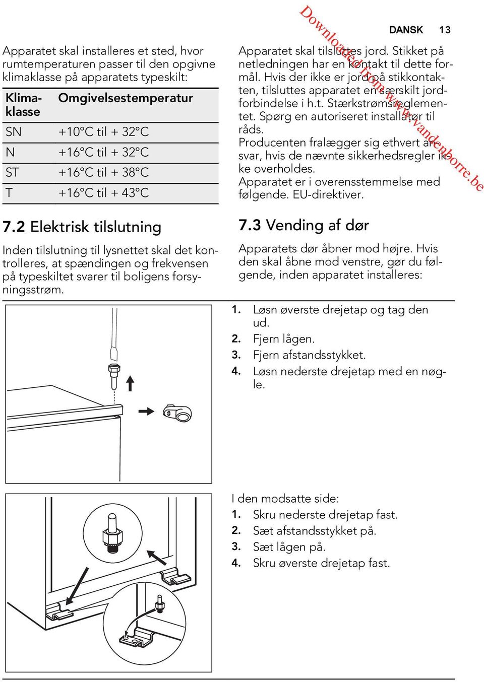 Apparatet skal tilsluttes jord. Stikket på netledningen har en kontakt til dette formål. Hvis der ikke er jord på stikkontakten, tilsluttes apparatet en særskilt jordforbindelse i h.t. Stærkstrømsreglementet.