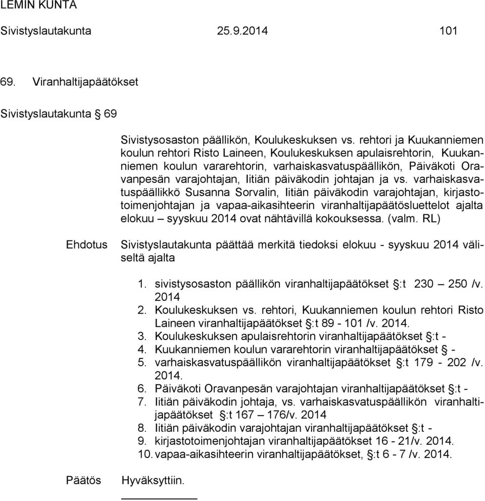 johtajan ja vs.