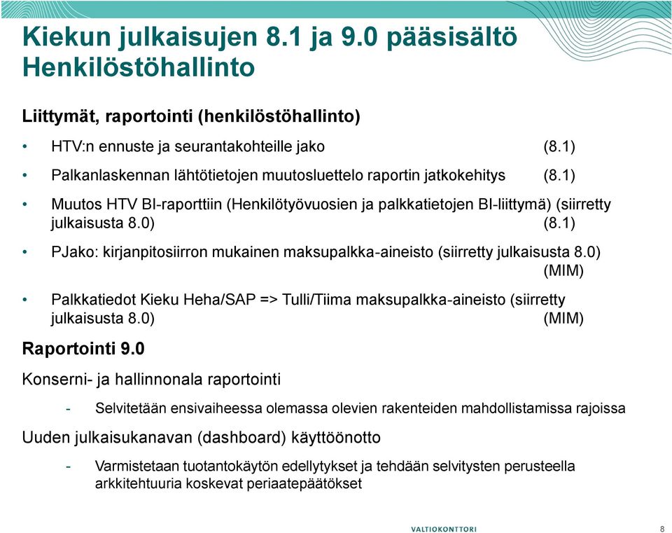 1) PJako: kirjanpitosiirron mukainen maksupalkka-aineisto (siirretty julkaisusta 8.0) (MIM) Palkkatiedot Kieku Heha/SAP => Tulli/Tiima maksupalkka-aineisto (siirretty julkaisusta 8.